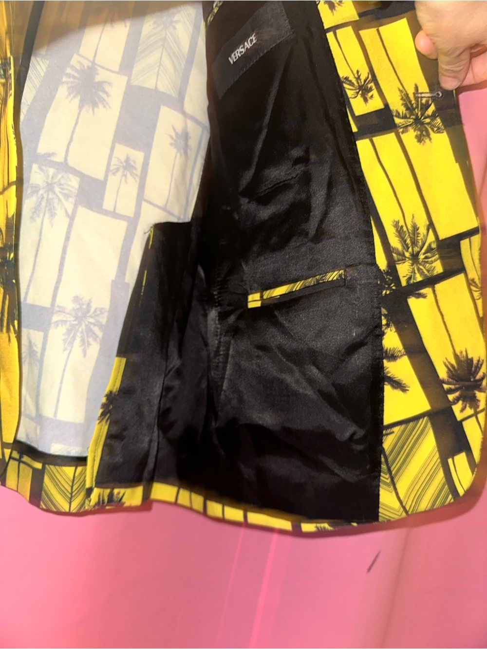 Versace Black and Yellow Palm-Print Blazer - Picture 4 of 16
